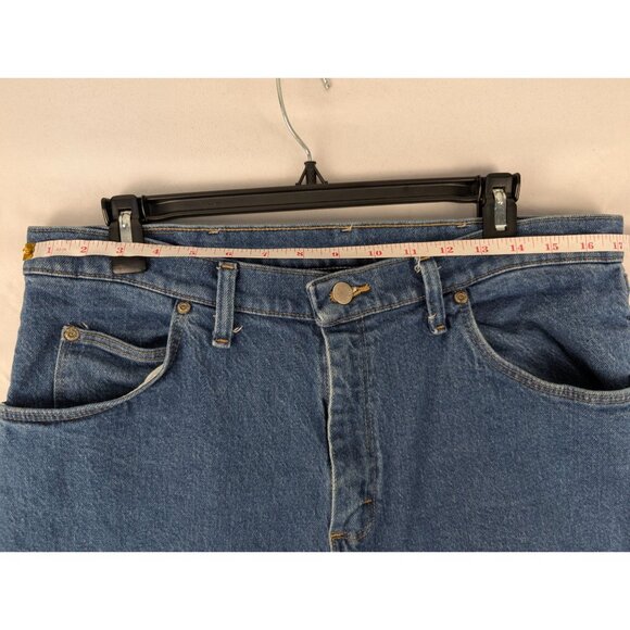 Wrangler Jeans Mens 34x30 Blue Straight Leg Denim - Picture 4 of 10